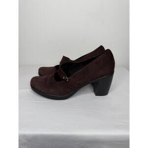 Dansko Brown Suede Mary Jane Heels Chunky Block Heel Comfort Shoes